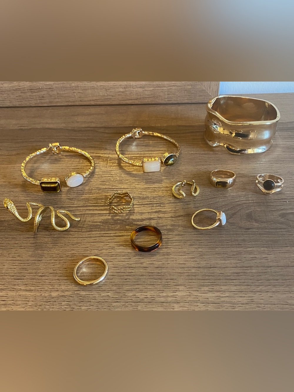 New Collection of Aldo Gold Tone Bangle Bracelets and Rings Water Resistant
